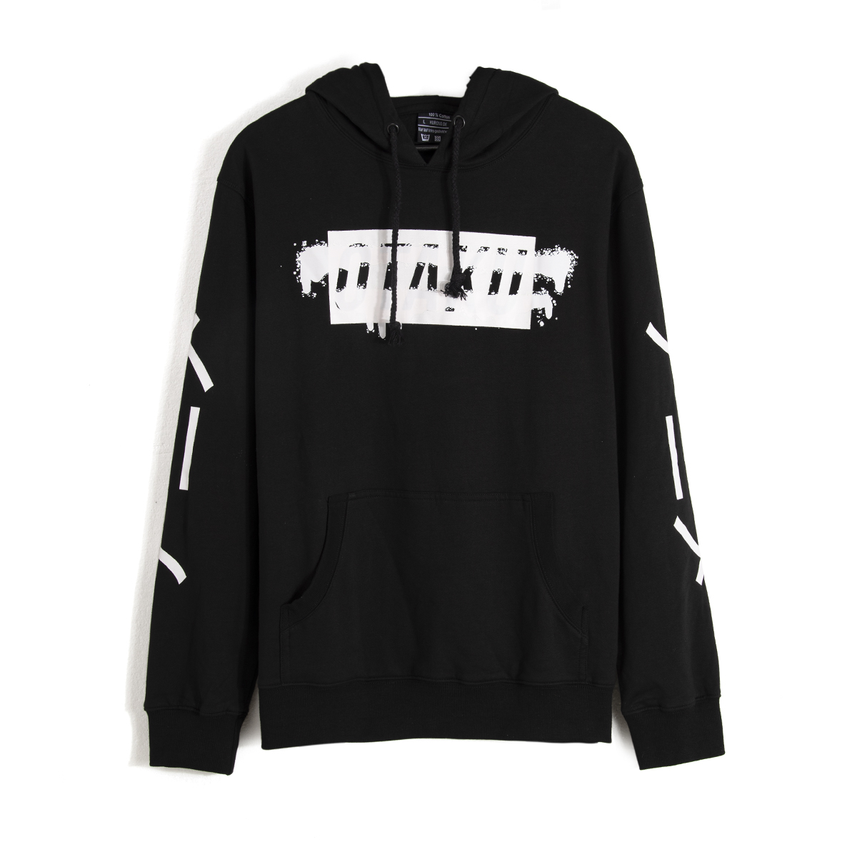 >AungCrown pattern print street style black hoodies sweatshirt