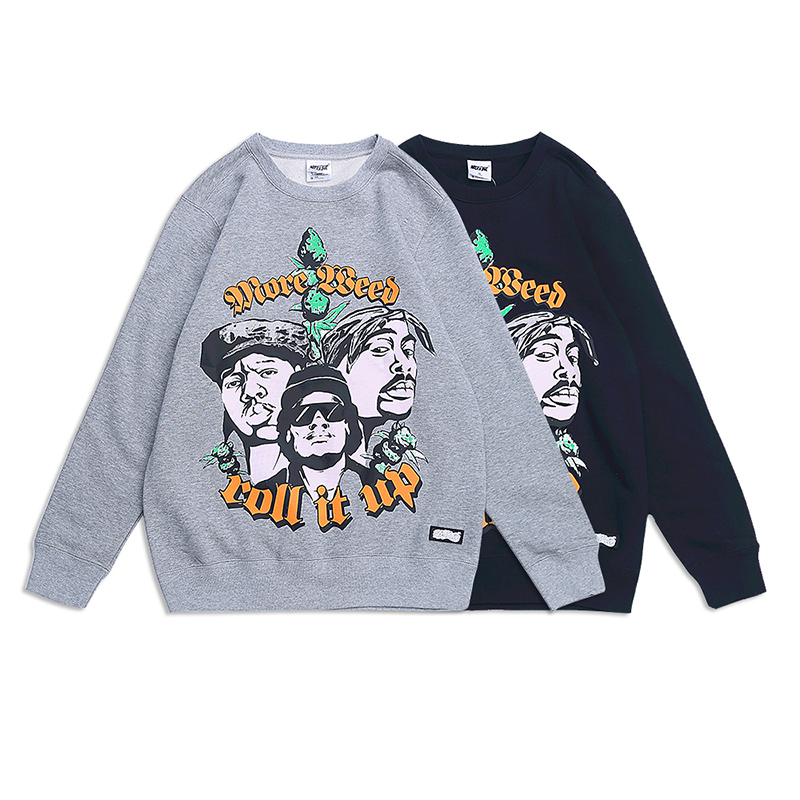 >Cool “roll it up” characters printed pullover sweatshirt for men