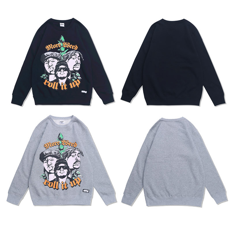 Cool “roll it up” characters printed pullover sweatshirt for men