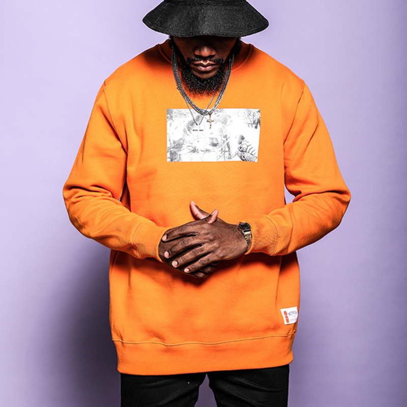 >Orange 3D printed pattern oversize hoodies for men