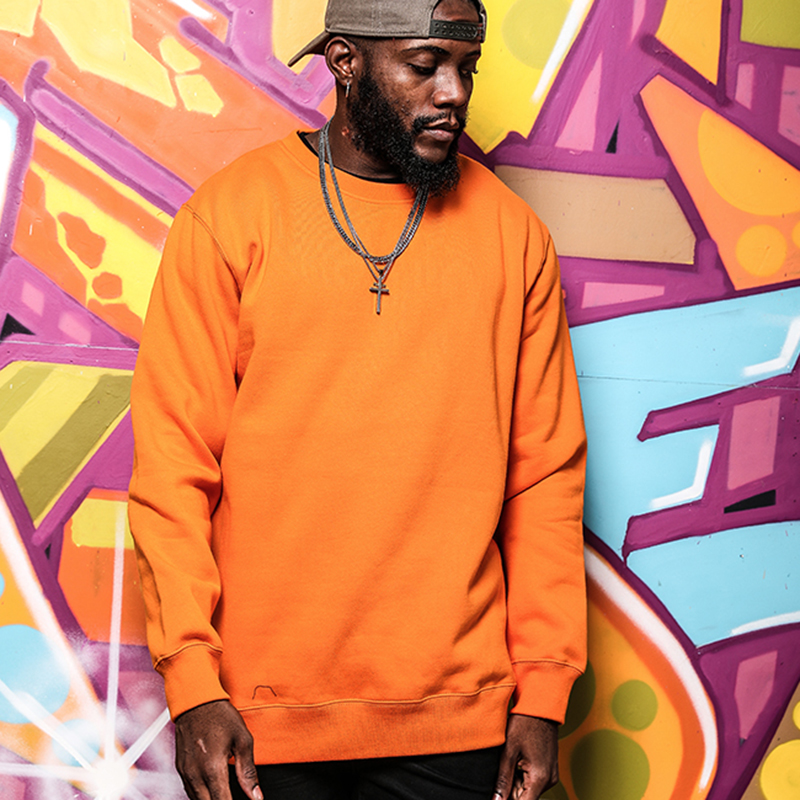 Orange color basic long sleeve warm cotton shirt