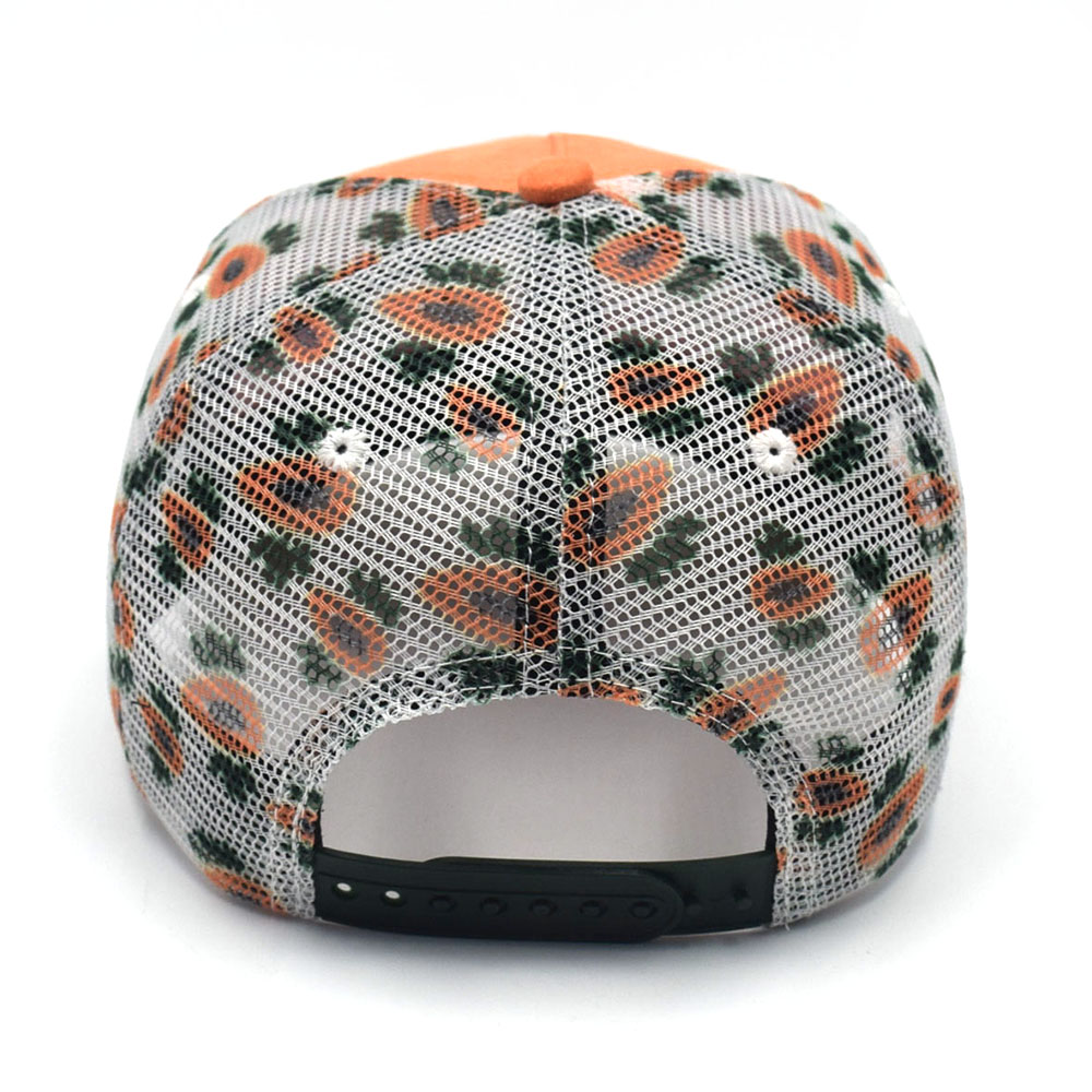 aungcrown logo 5 panels suede printing mesh trucker hats