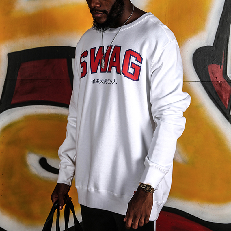 >White printed swag logo on the front long sleeve sweatshirt