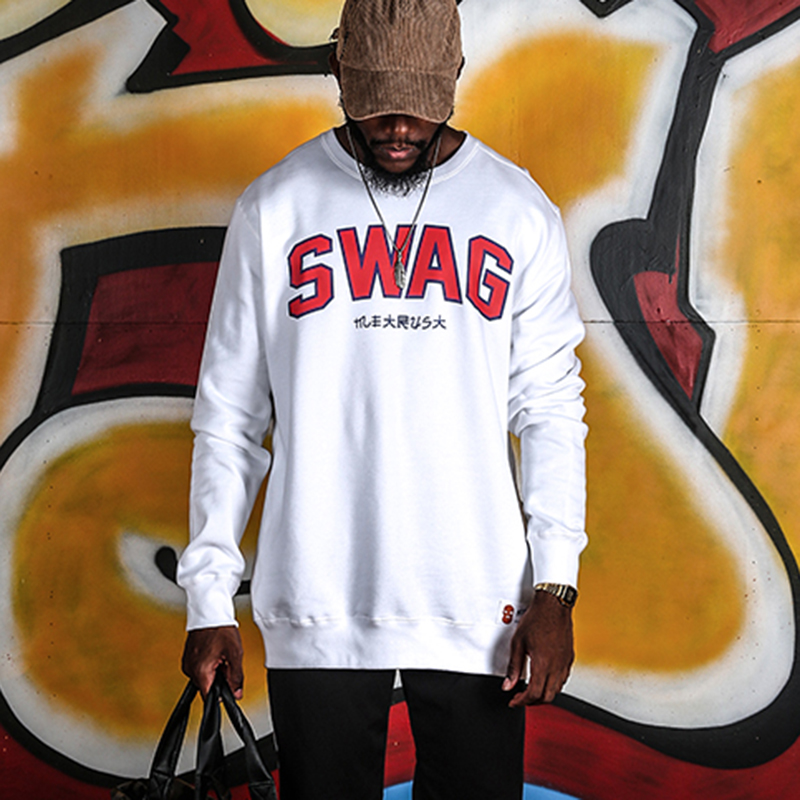 White printed swag logo on the front long sleeve sweatshirt