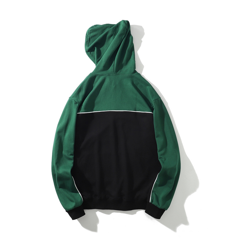 Green-black embroidery premium cotton hoody for young guys