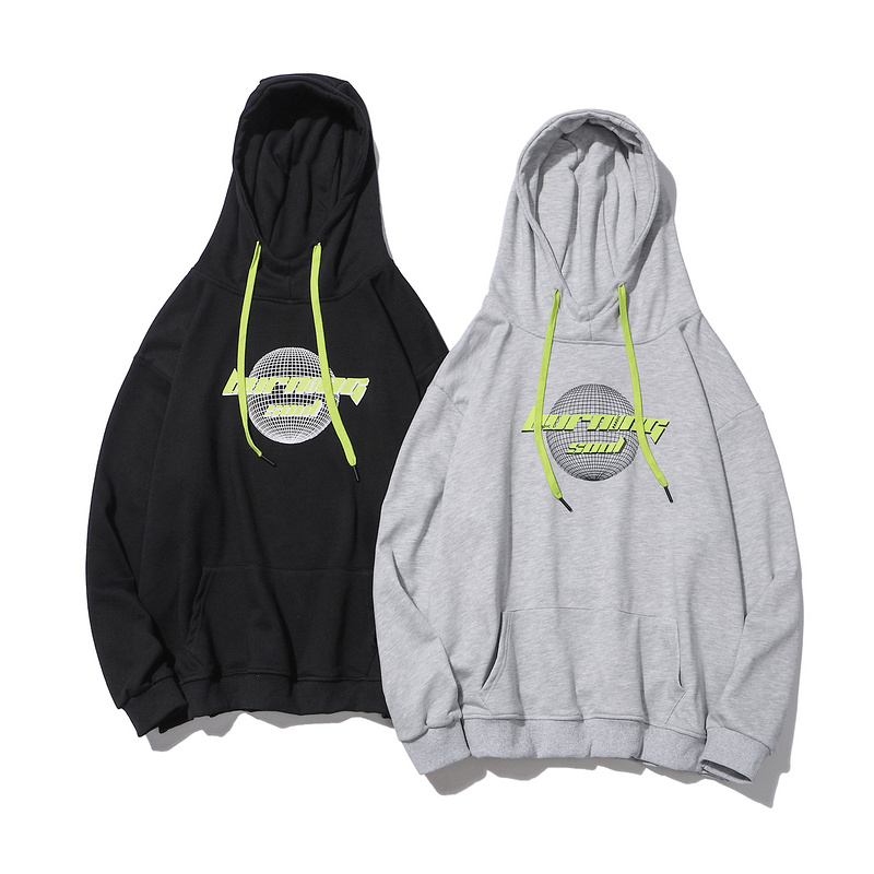 contrast color printed logo hoodies