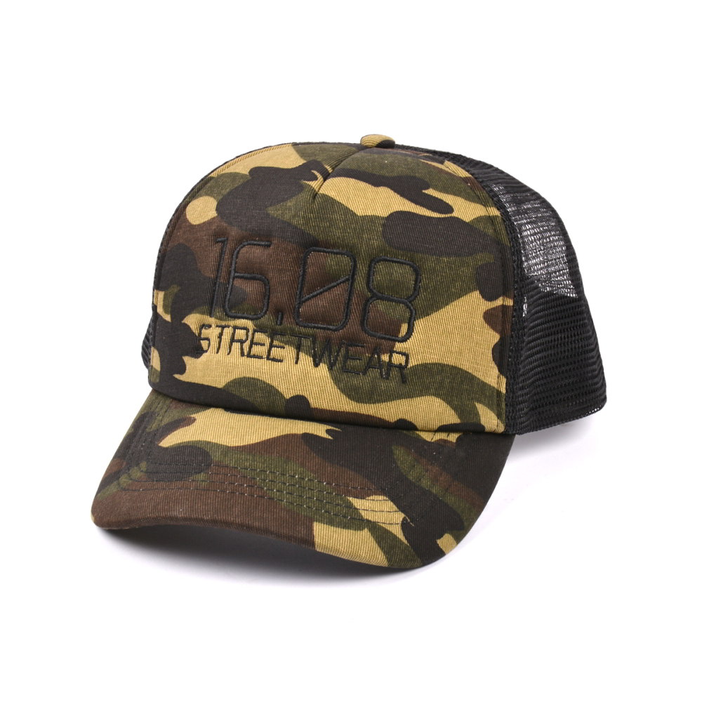 >plain camo printing embroidery trucker baseball caps