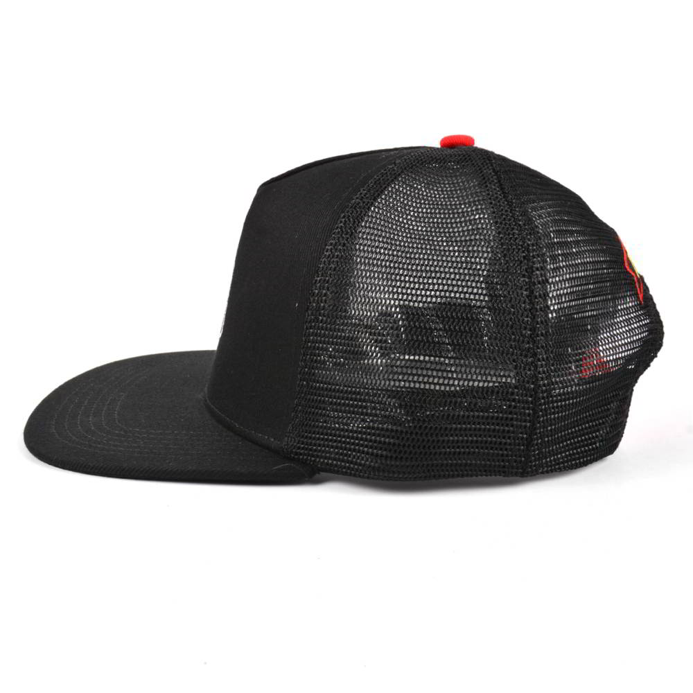 5 panels black 3d embroidery snapback trucker caps