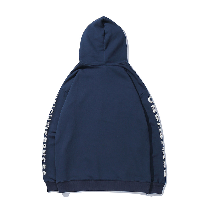 Men’s blue patterned long sleeve with graphics hoodies