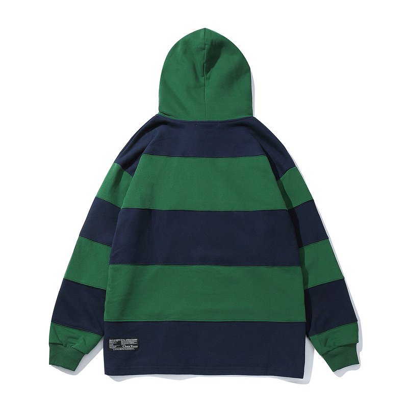 Causal striped grean-blue color hoodies for young boys