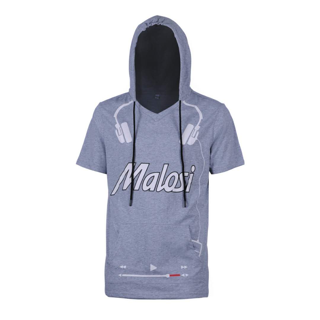 >Short sleeve hoodies printing pattern with drawstring for man