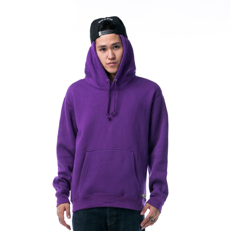 >Loose long sleeve blank hoodies for man cotton fabric purple