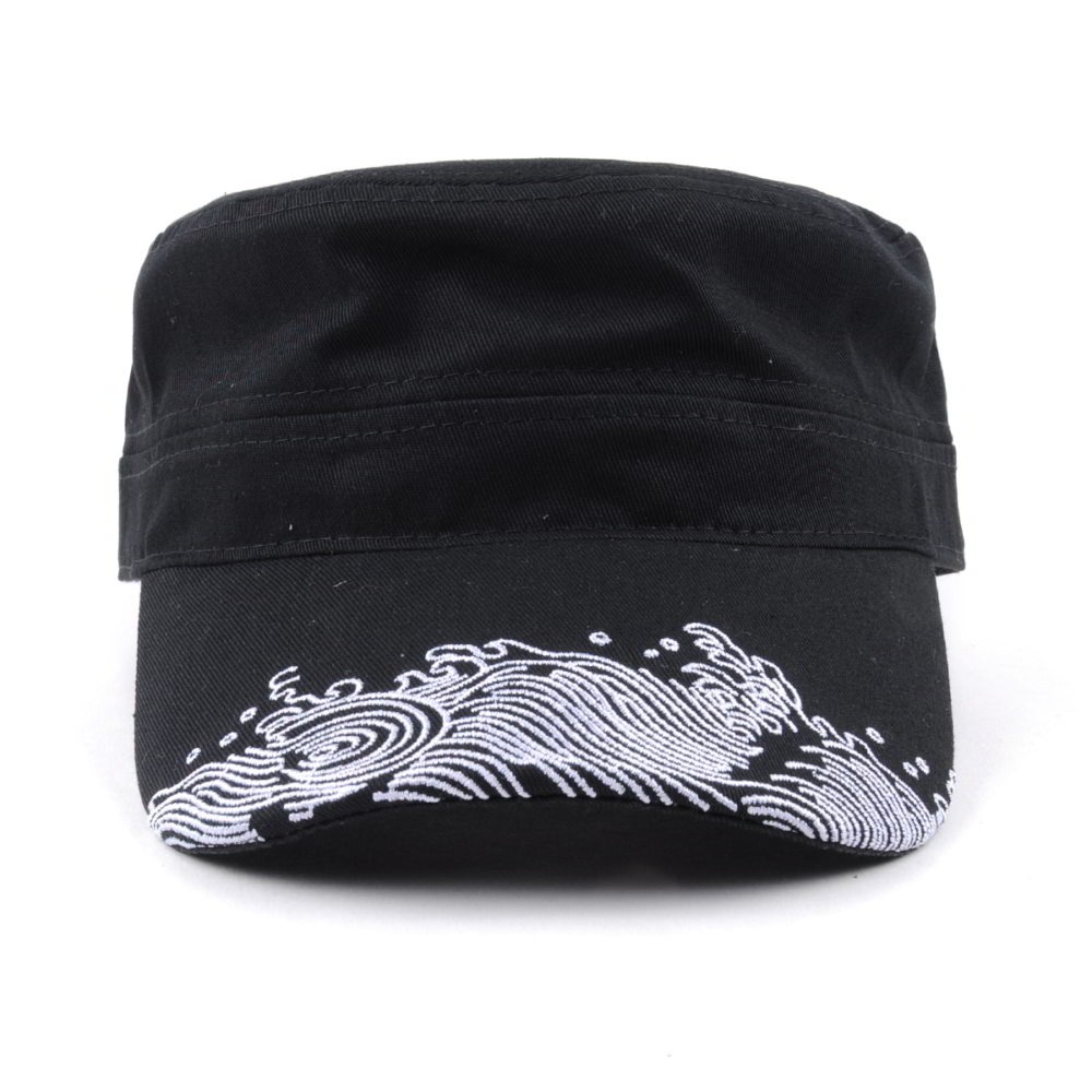 >black cotton embroidery caps military hats