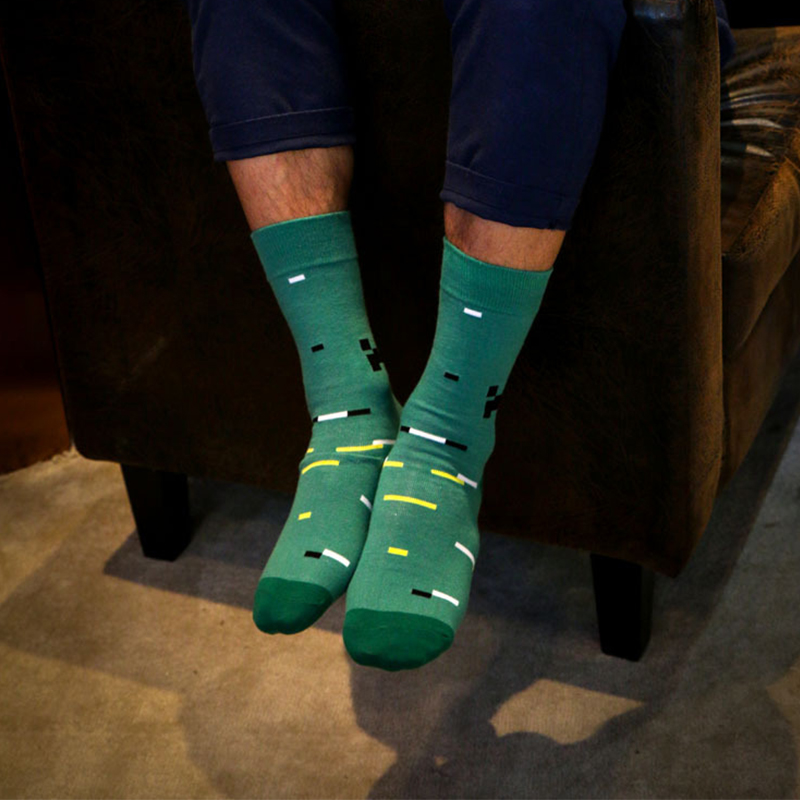 Men’s green textured cotton crew socks