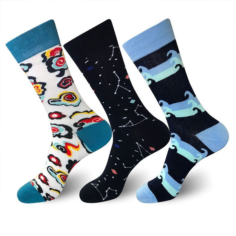 >Cotton Idea Funny pattern crew dress socks for men