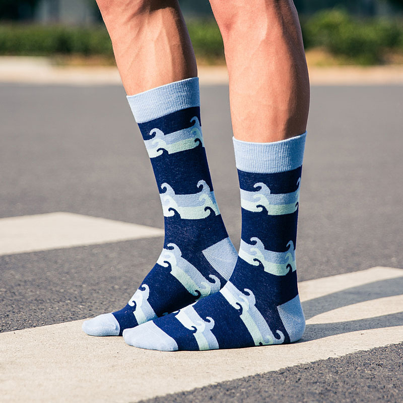 Cotton Idea Funny pattern crew dress socks for men