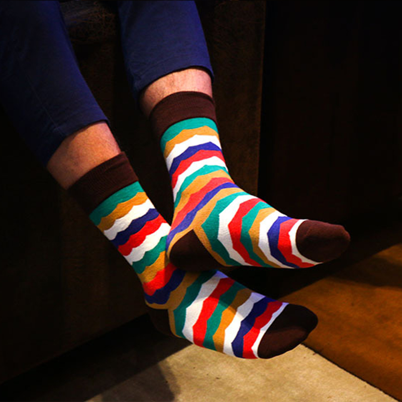 irregular patterned rainbow color socks for men