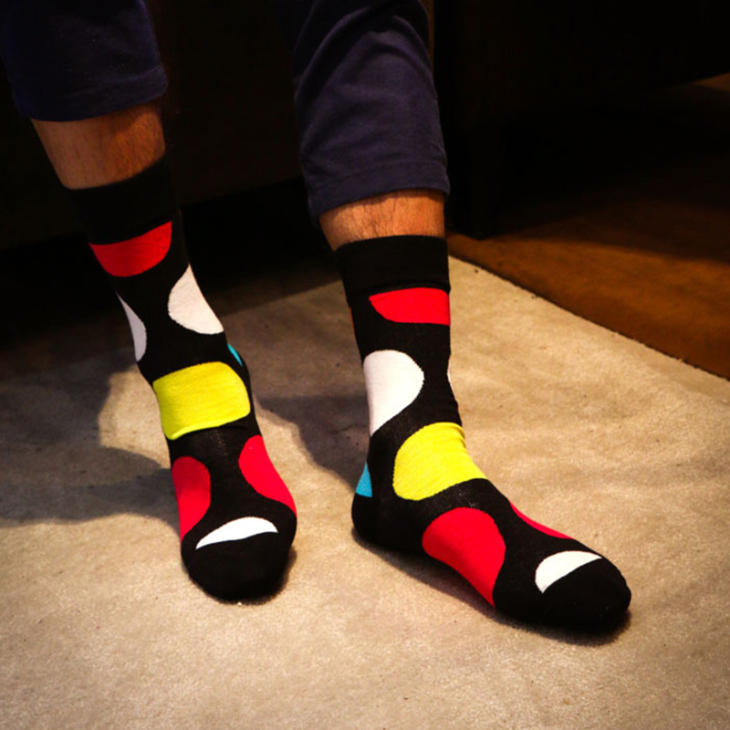 irregular patterned rainbow color socks for men