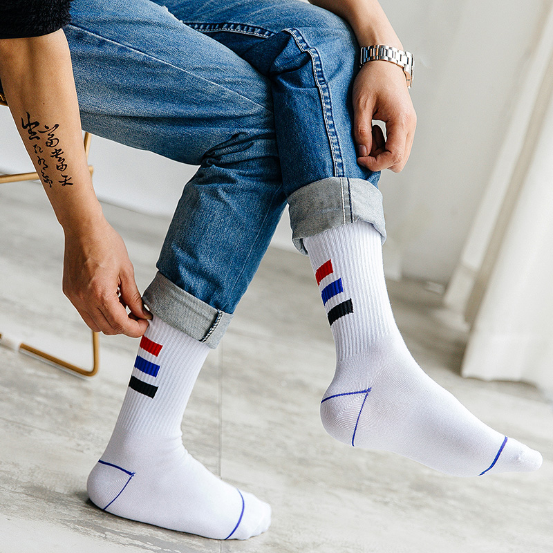 >AungCrown classic striped sport and casual crew socks for women