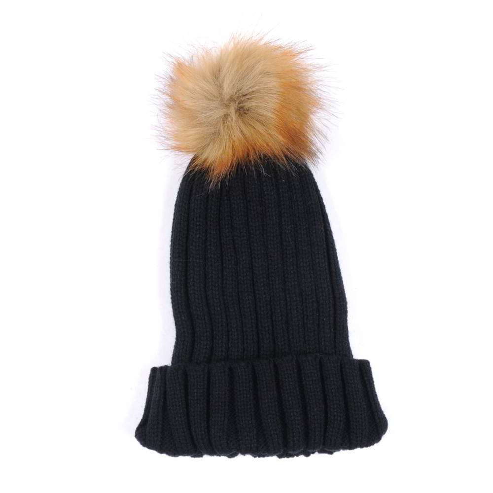 >plain blank pom winter black beanies