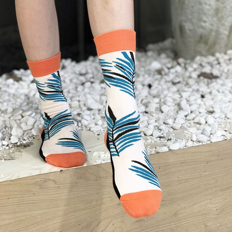 >Autumn women’s novelty flower pattern crew socks