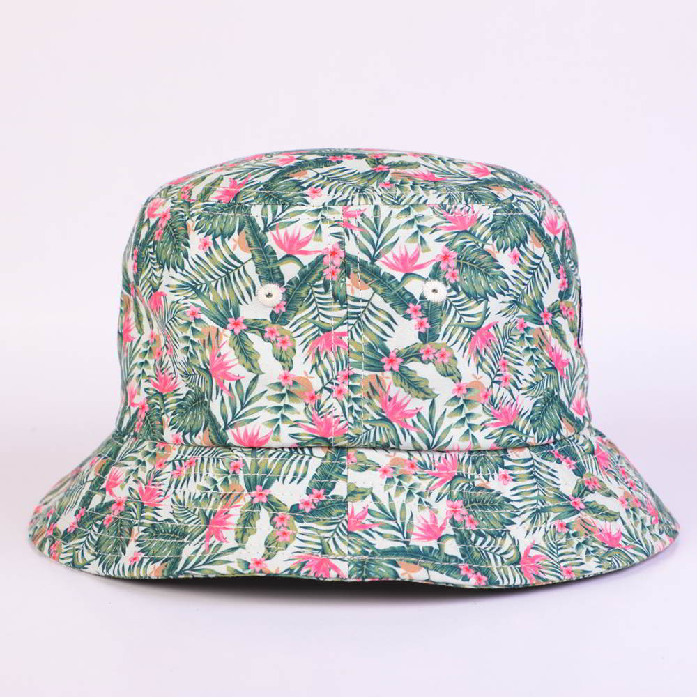 aungcrown embroidery flower printing summer bucket hats