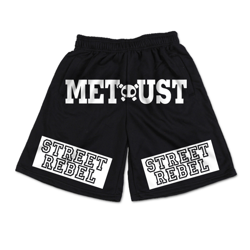 Black printed pattern athletic waist sweat men’s shorts