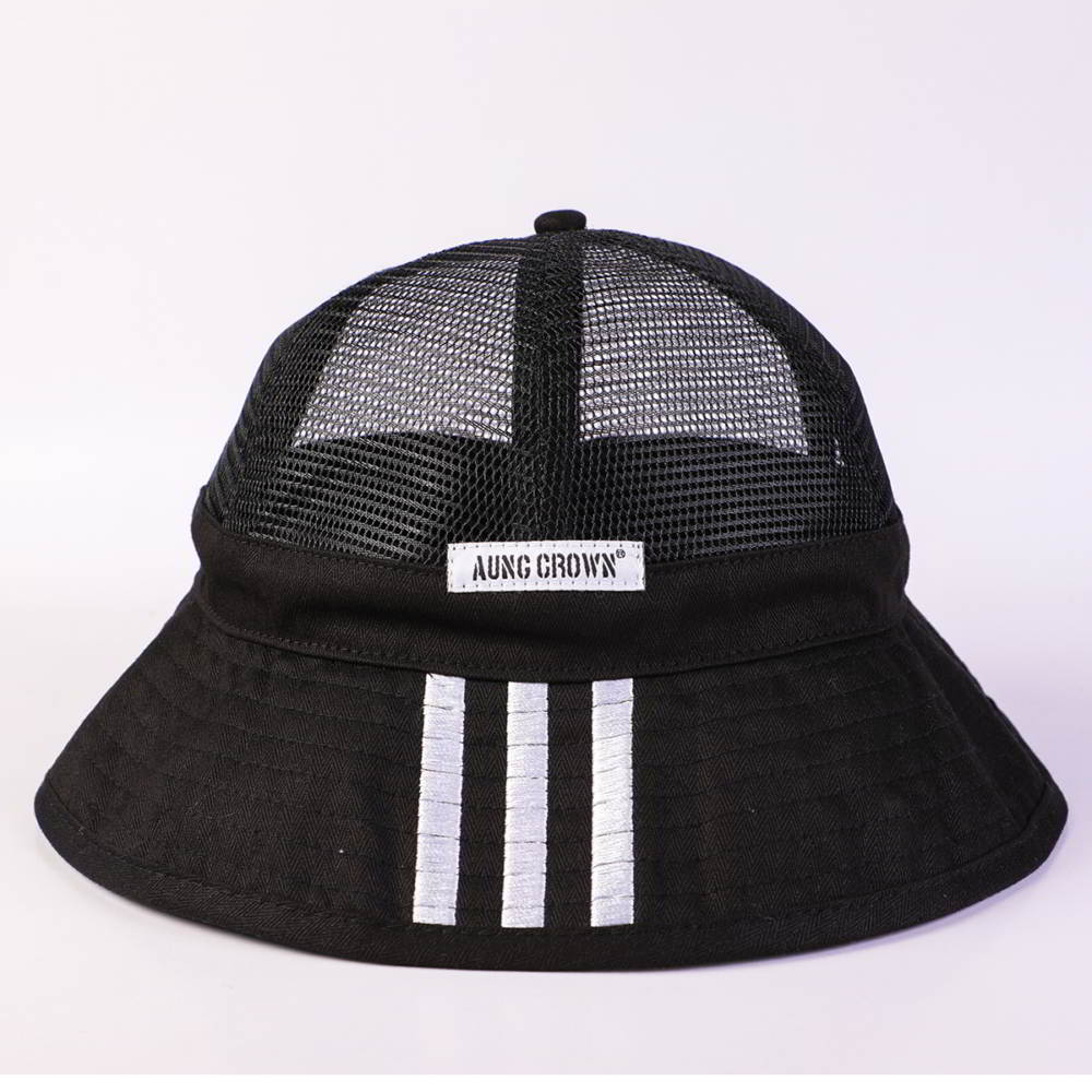 >adjustable black aungcrown mesh bucket hats