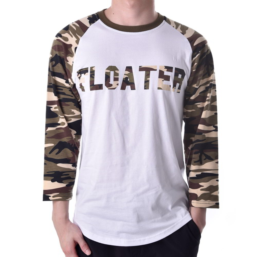 mens camo Splicing white long T-Shirts