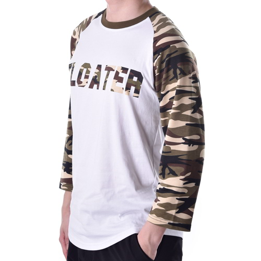 mens camo Splicing white long T-Shirts