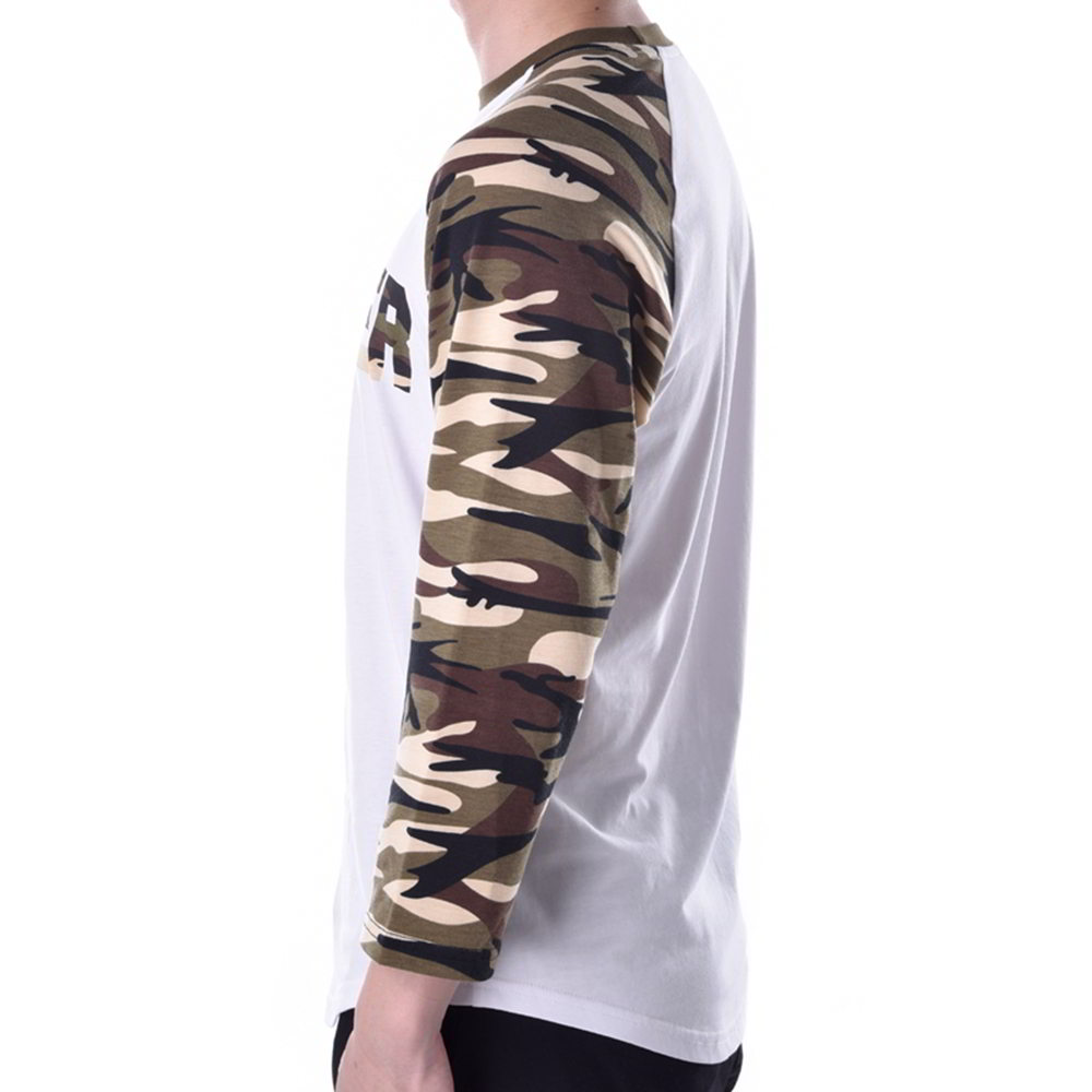 mens camo Splicing white long T-Shirts