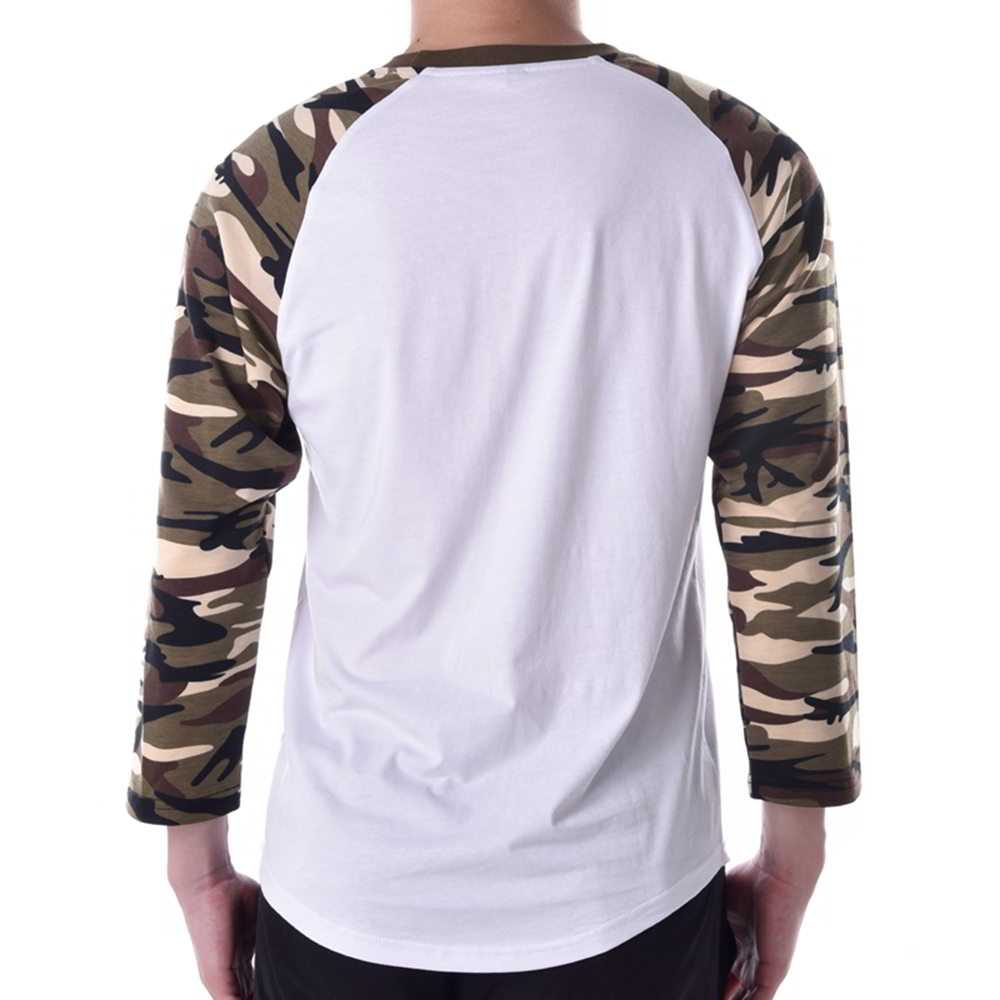 mens camo Splicing white long T-Shirts