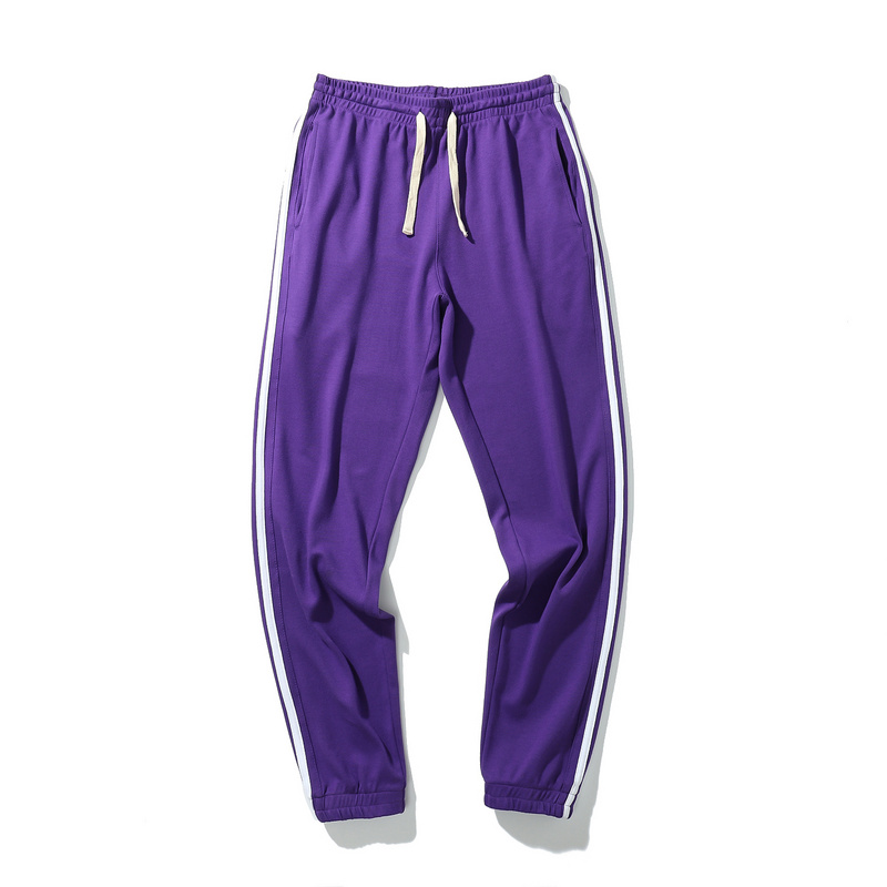 Purple men’s essentials 3-stripes running sport pants