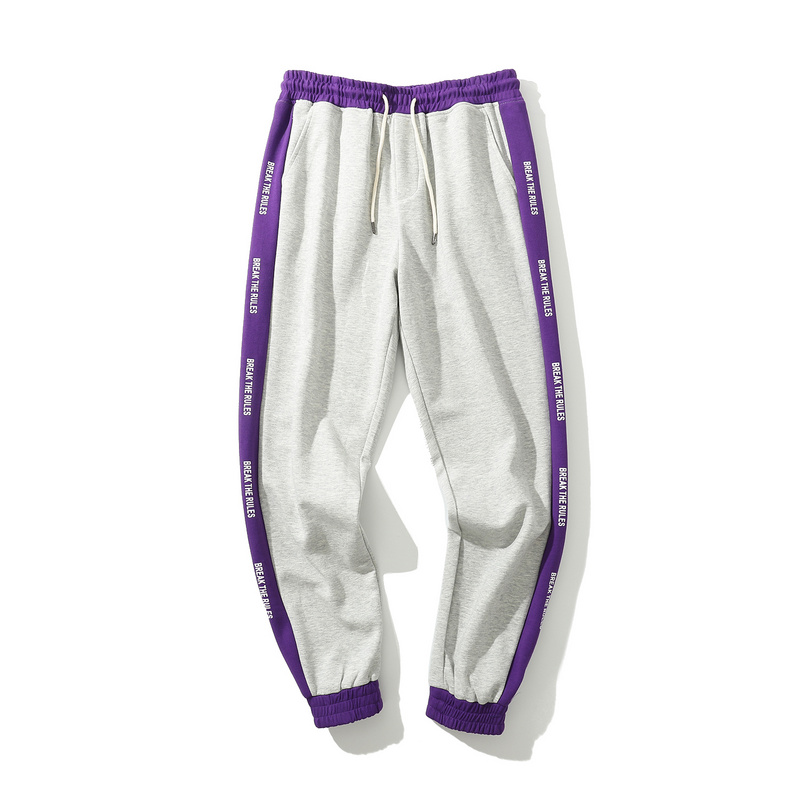 contrast color stripe splicing ankle drawstring sports pants