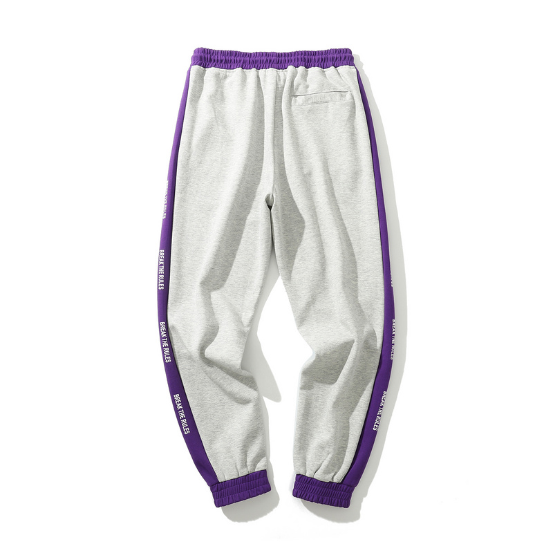 contrast color stripe splicing ankle drawstring sports pants