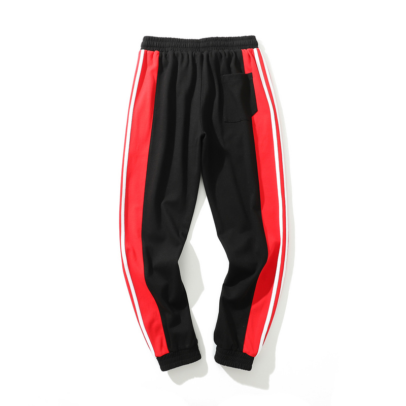 ankle banded casual athletic splicing contrast color pants