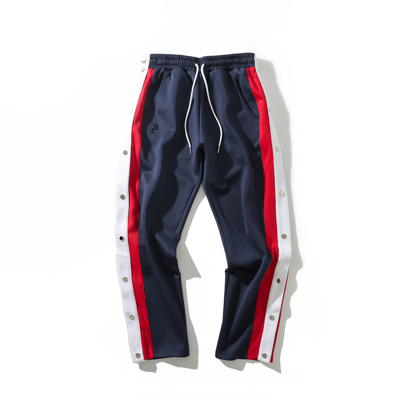 >Men’s athletic Side high split snap button striped sweatpants