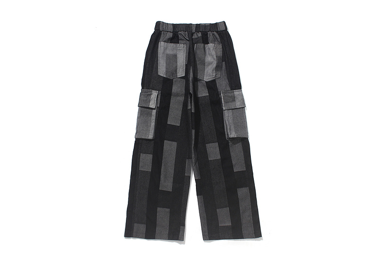 men’s wide leg loose checked elastic ankle pants