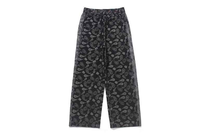 >men’s elastic wide leg vintage paisley pattern prints pants