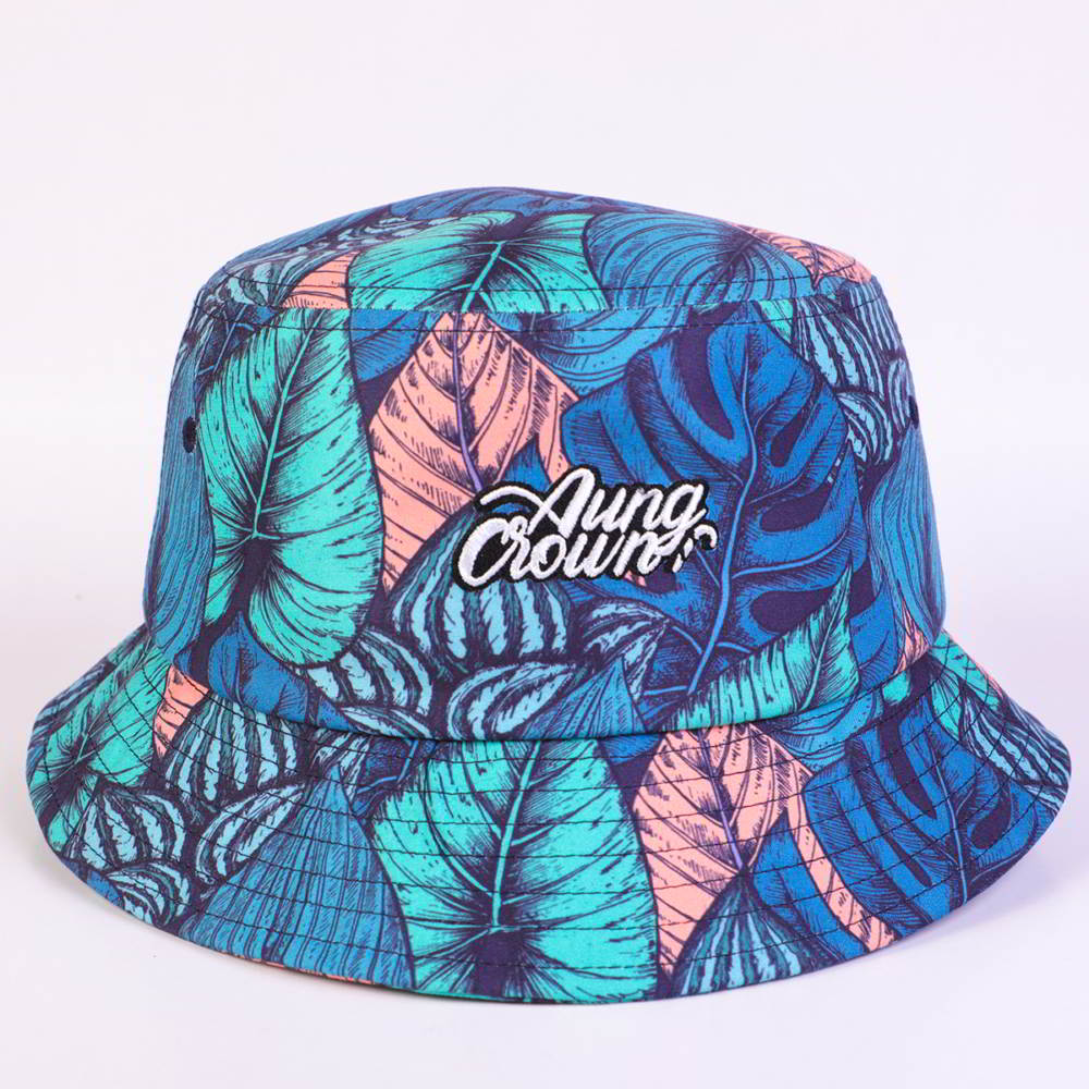 >aungcrown embroidery logo all printed bucket hats