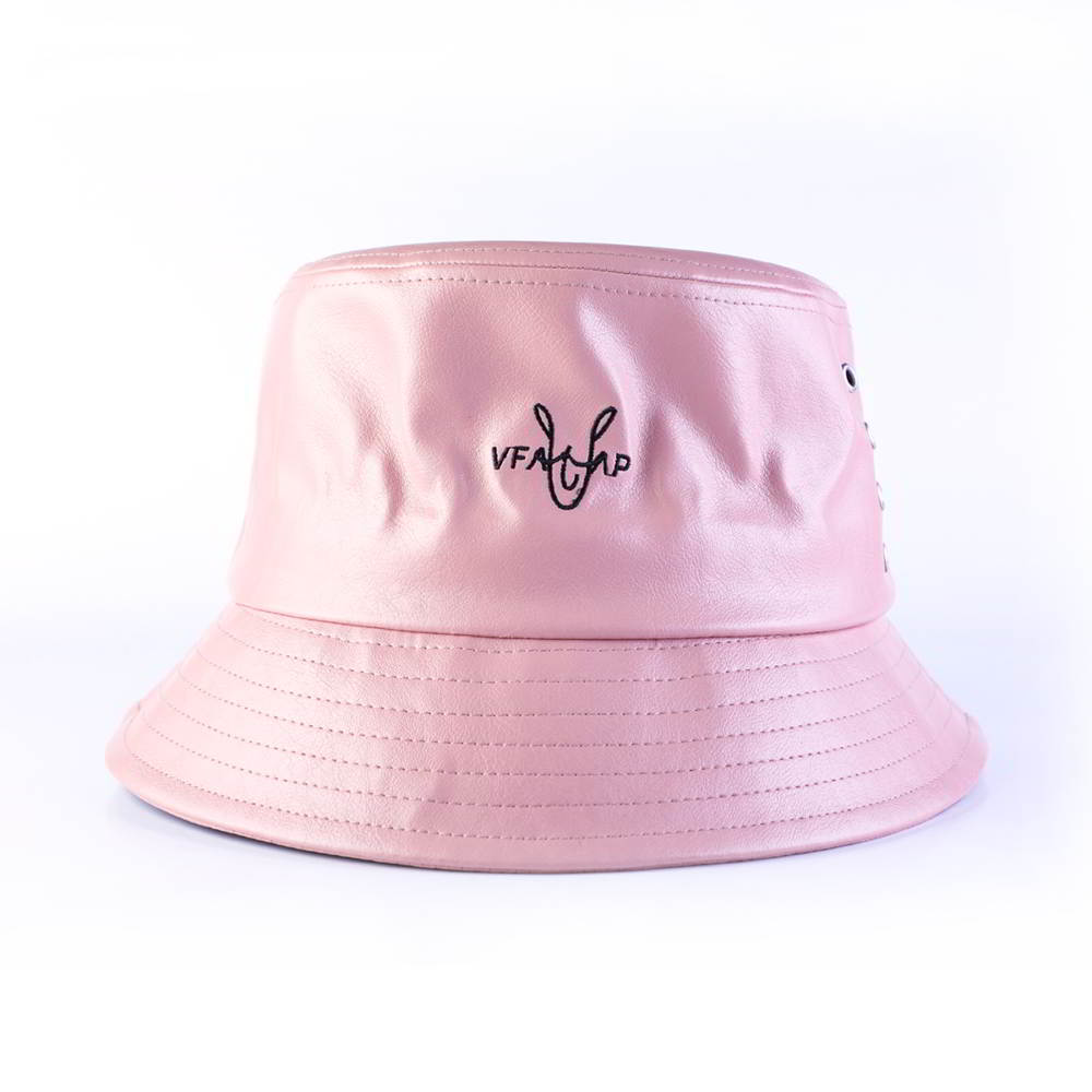 >vfa embroidery logo leather bucket hats