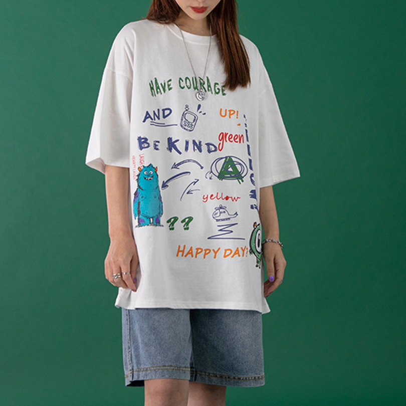 >women’s novelty graphic printed oversized streetwear half sleeve t shirt