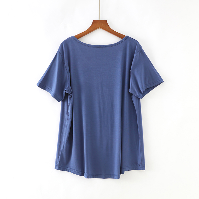 women’s plain loose curved hem t shirt with pocket