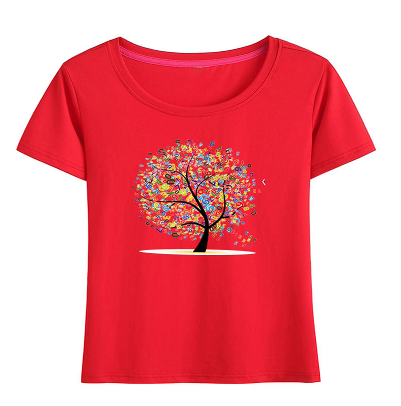 >Digital tree graphic print crewneck women’s t shirt