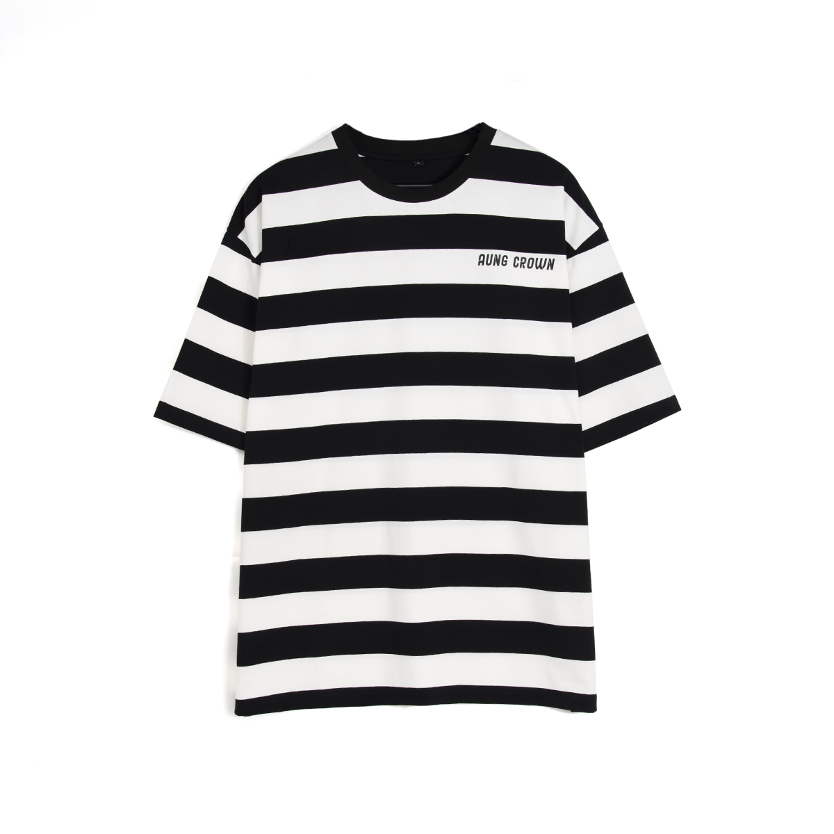 Men’s casual crewneck black-white striped t shirt