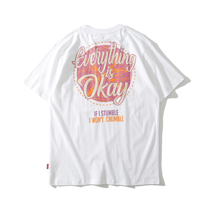 white everything is okay letter short sleeve graphic t shirt