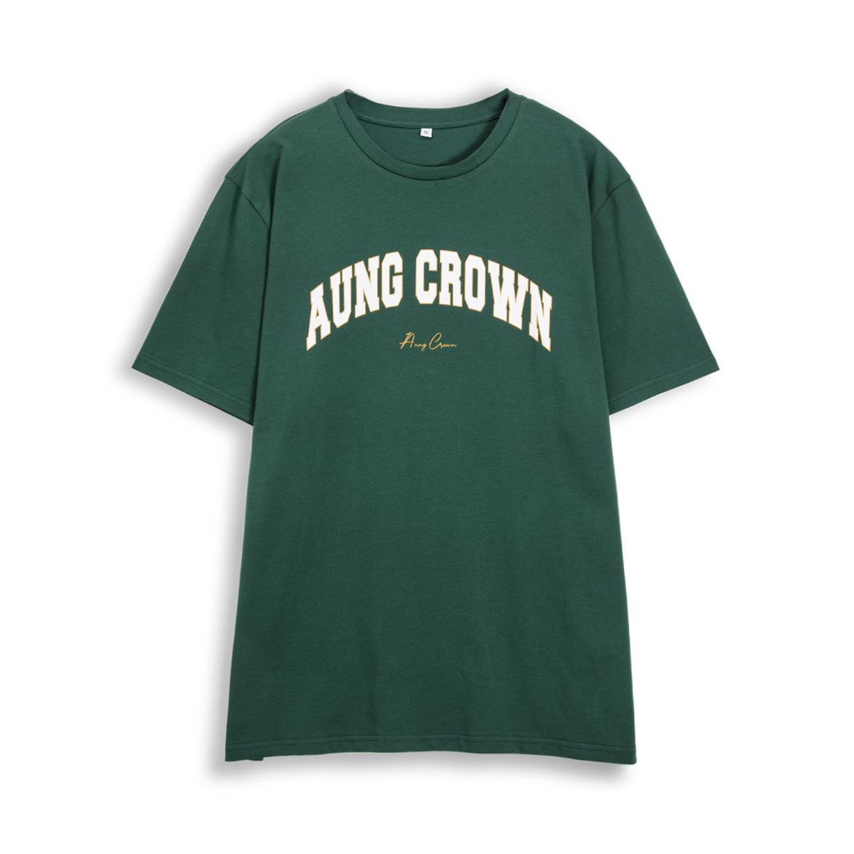 Aung Crown simple color and logo design crewneck short shirt