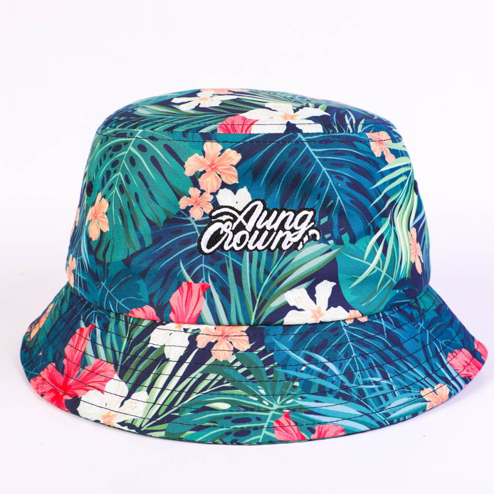 >aungcrown embroidery logo all printing summer flower bucket hats