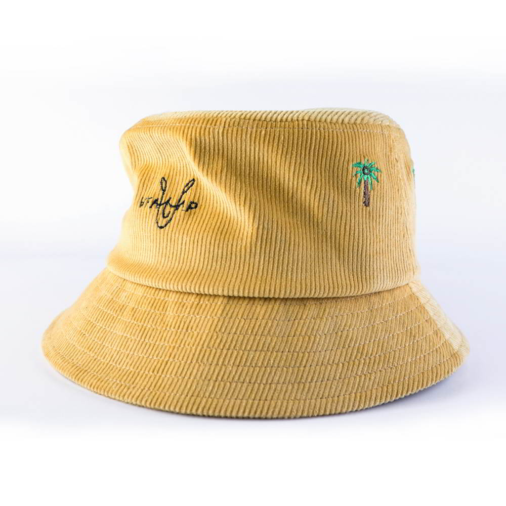 plain logo yellow corduroy bucket hats