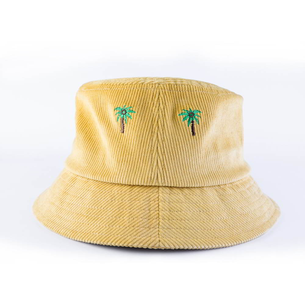 plain logo yellow corduroy bucket hats